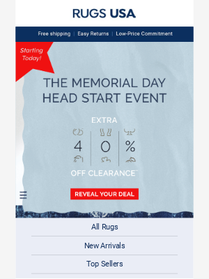 Rugs USA - Your Memorial Day Head Start is here!