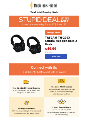 Musician's Friend - Stupid Deal of the Day now available!