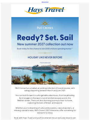 Hays Travel (United Kingdom) - New P&O Cruises 2027 itineraries revealed – discover your next adventure!