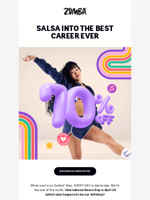 Zumba Fitness - FLASH OFFER: 70% savings to celebrate Zumba’s b-day! 🎈 🎉