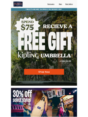 JanSport - A forecast you’ll like: Free. ☂️