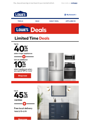 Lowe's - Up to 40% OFF! Don't miss these appliance deals!💡