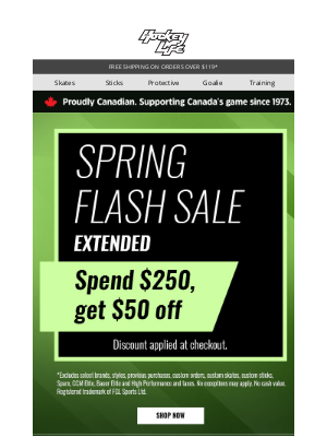 Pro Hockey Life - Spring Flash Sale ⚡Spend $250, get $50 off
