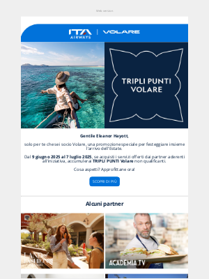 ITA Airways (Italy) - Una sorpresa d’Estate per te con i partner Volare!☀️💙
