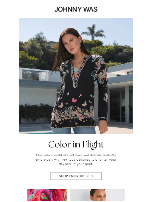 Johnny Was - Bright Blooms & Butterfly Details