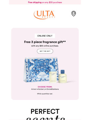 ULTA Beauty - $10 off + choose a 3 PC fragrance gift! 👇