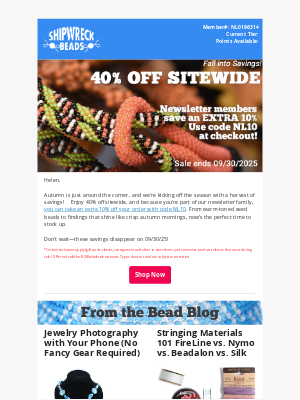 Shipwreck Beads - Your Extra Cozy Bonus: 40% Off Sitewide + 10% More