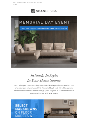 SCAN DESIGN - MEMORIAL DAY EVENT  |  Last Day!