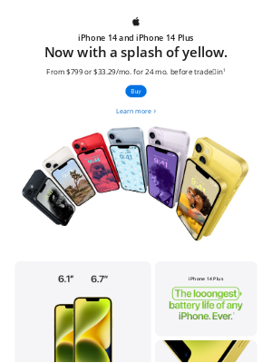 Apple - iPhone 14. Now in six spectacular colors.