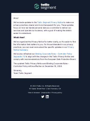 Segment - We’re updating our Privacy Notice and Binding Corporate Rules - Controller Policy