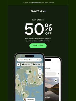 AllTrails - Last day: 50% off AllTrails+
