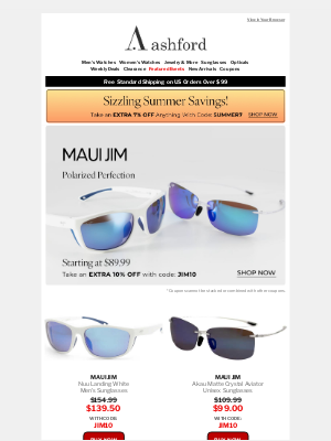 Ashford - Maui Jim Eyewear from $89.99 + Extra Savings Inside