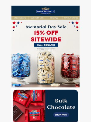 Ghirardelli Chocolate Company - LAST DAY for 15% Off Sitewide
