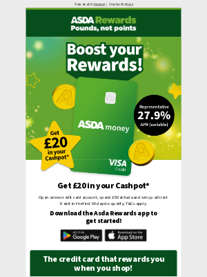 ASDA Good Living (United Kingdom) - Get £20 in your Cashpot with an Asda Money Credit Card!