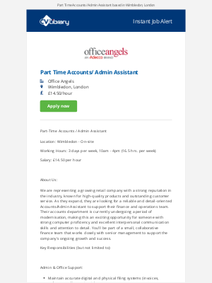 CV-Library - Instant Job Alert: Part Time Accounts/ Admin Assistant