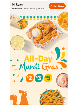 Popeyes Louisiana Kitchen - Mardi Party Time 🕺🥳 $2, $3, $5 items all day
