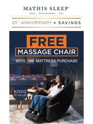 Mathis Brothers Furniture - September Sleep Deals 🌙  FREE Massage Chair with Purchase!