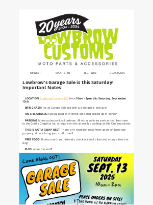 Lowbrow Customs - This Saturday! 🎉 the Lowbrow Garage Sale - Brunswick, Ohio
