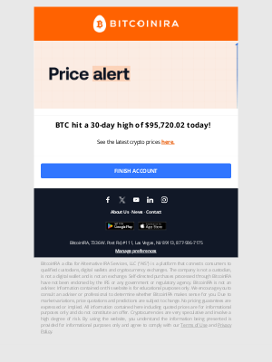 Bitcoin IRA - [Price Alert] BTC Just Hit a 30-Day High 🎉