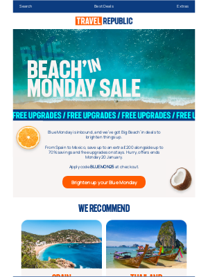 Travel Republic (United Kingdom) - Escape the blues with our Blue Monday sale