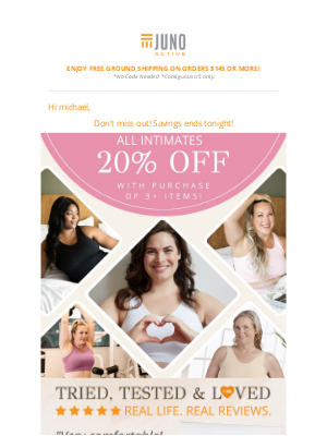 JunoActive - Last Chance: Bra & Panty Sale Ends Tonight!