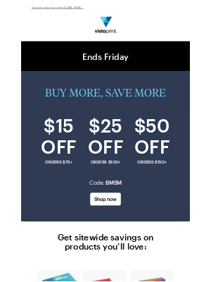 Vistaprint - It’s all happening now → $15 off orders $75+
