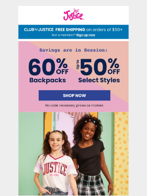 Justice - 📣 Role Call: Up to 60% Off First Day of Fall