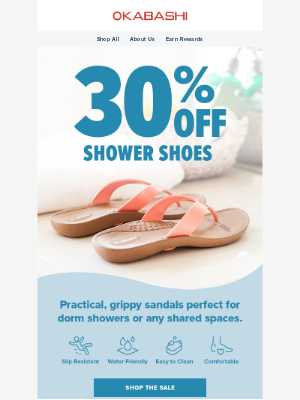 Okabashi Brands - Shower Shoes for College-Bound Kids