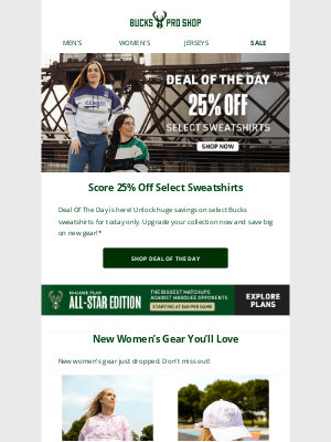 Milwaukee Bucks - Today Only: 25% Off Select Sweatshirts