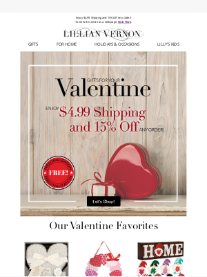 Lillian Vernon - $4.99 Shipping & 15% Off Cupid-Approved Gifts