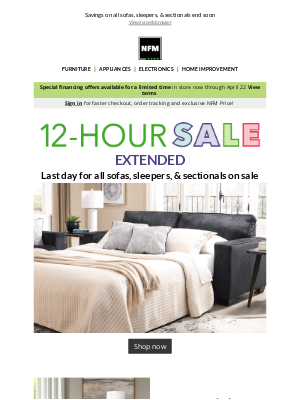 Nebraska Furniture Mart - Last chance: Extended deals expire tonight!