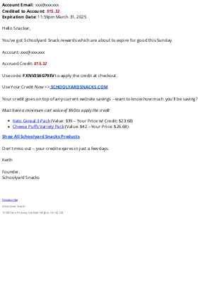 School ard Snacks - Look! You have unused Schoolyard Snacks rewards waiting