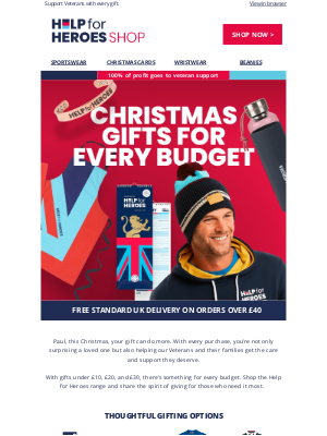 Help For Heroes - Start early: Christmas gifts from £5! 🎁