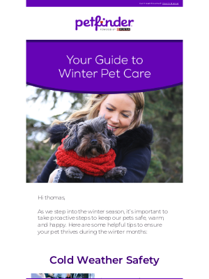 Petfinder - Tips For The Winter