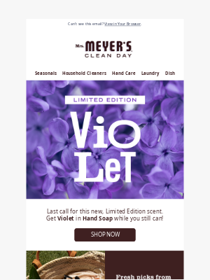 Mrs. Meyer’s Clean Day - Last call for Limited Edition Violet