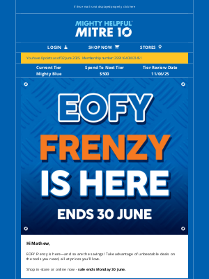 Mitre 10 Australia Pty (Australia) - Mathew, Score EOFY Deals on Power & Hand Tools!