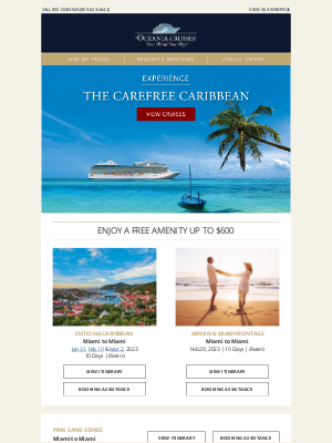 Oceania Cruises - Sail the Caribbean With A Free Amenity Up To $600