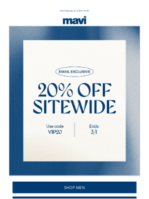 Mavi - Email Exclusive: 20% Off Sitewide