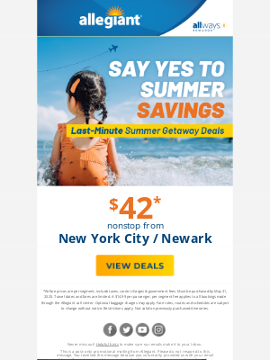 Allegiant Air - Summer Getaway Deals from $42