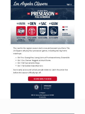 Los Angeles Clippers - Preseason Schedule is Live!