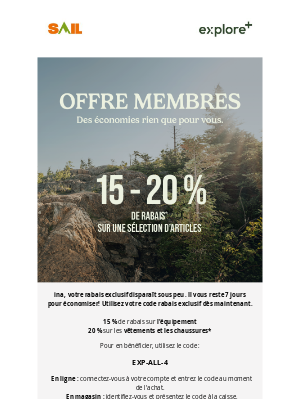 SAIL (Canada) - Ina, votre code expire dans 7 jours⚠️