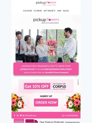 Pickup flowers - Appreciate Your Employees with our stunning Flower Bouquets💐