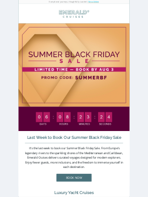 Emerald Waterways - Last Week to Book: Summer Black Friday Ends Soon