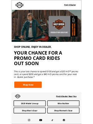 Harley-Davidson - Last call for promo card