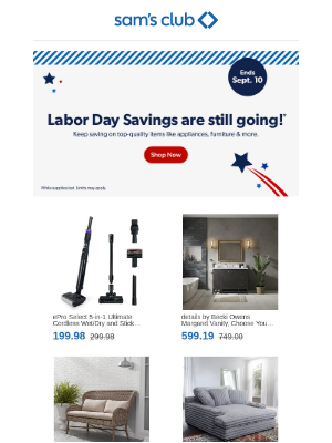 Sam's Club - Labor Day Savings are still going!