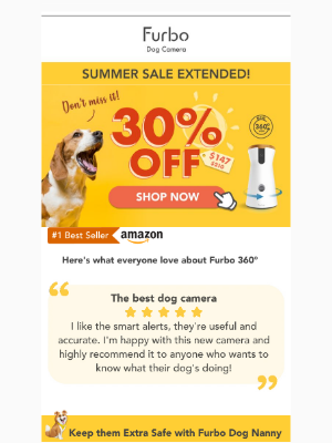 Furbo Dog Camera - Hooman, why ya waitin? 🐶 That new Furbo’s 30% off NOW! 🌞