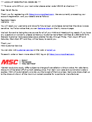 MSC Industrial Direct Co. - Your new mscdirect.com Registration