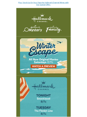 Hallmark Channel (Crown Media Holdings, Inc.) - Exciting Destinations & Winter Escape Movies ‍✈️