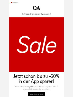 C&A (Germany) - Bis zu -50% Rabatt - nur in der App!