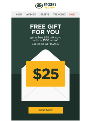 Green Bay Packers - Free Gift Card for You - Open and See The Deal!